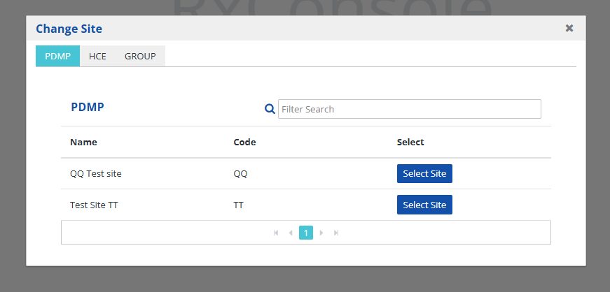 Change Site window