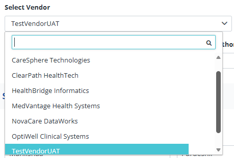 Vendor dropdown list