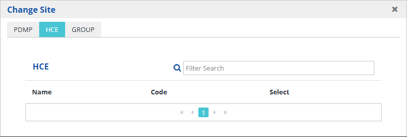 Change Site window with empty HCE tab